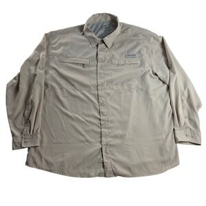 Realtree Fishing Mens 3XL Sahara Tan Performance Long Sleeve Fishing Shirt